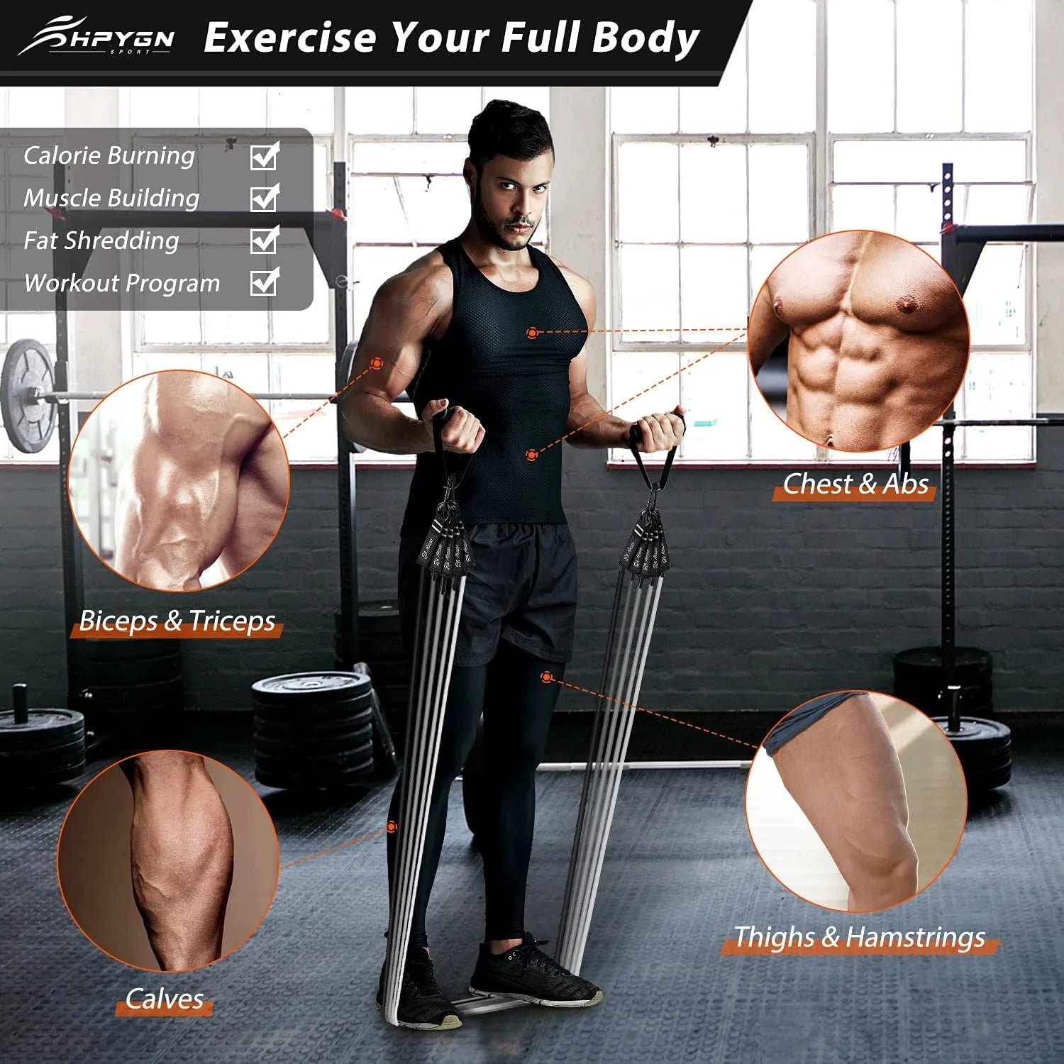 250Lb Resistance Bands, Exercise Bands with Handles, Workout Bands with Door Anchor and Ankle Straps, for Heavy Resistance Training, Physical Therapy, Shape Body, Yoga, Home Workout Set