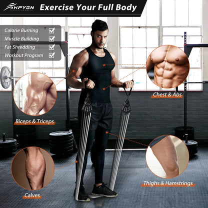 250Lb Resistance Bands, Exercise Bands with Handles, Workout Bands with Door Anchor and Ankle Straps, for Heavy Resistance Training, Physical Therapy, Shape Body, Yoga, Home Workout Set