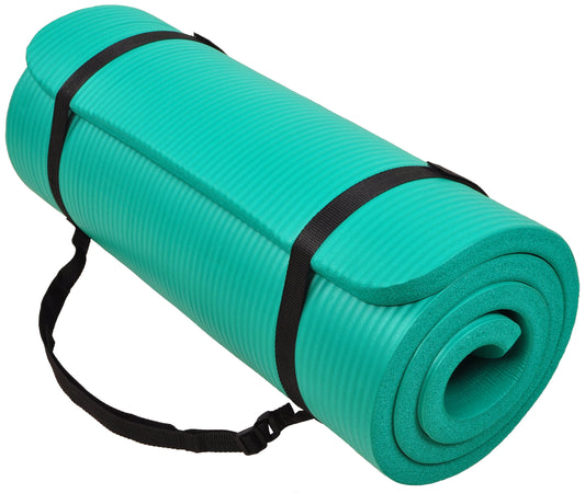 Fitness 1" Extra Thick Yoga Mat W/Knee Pad & Carry Strap, Pink
