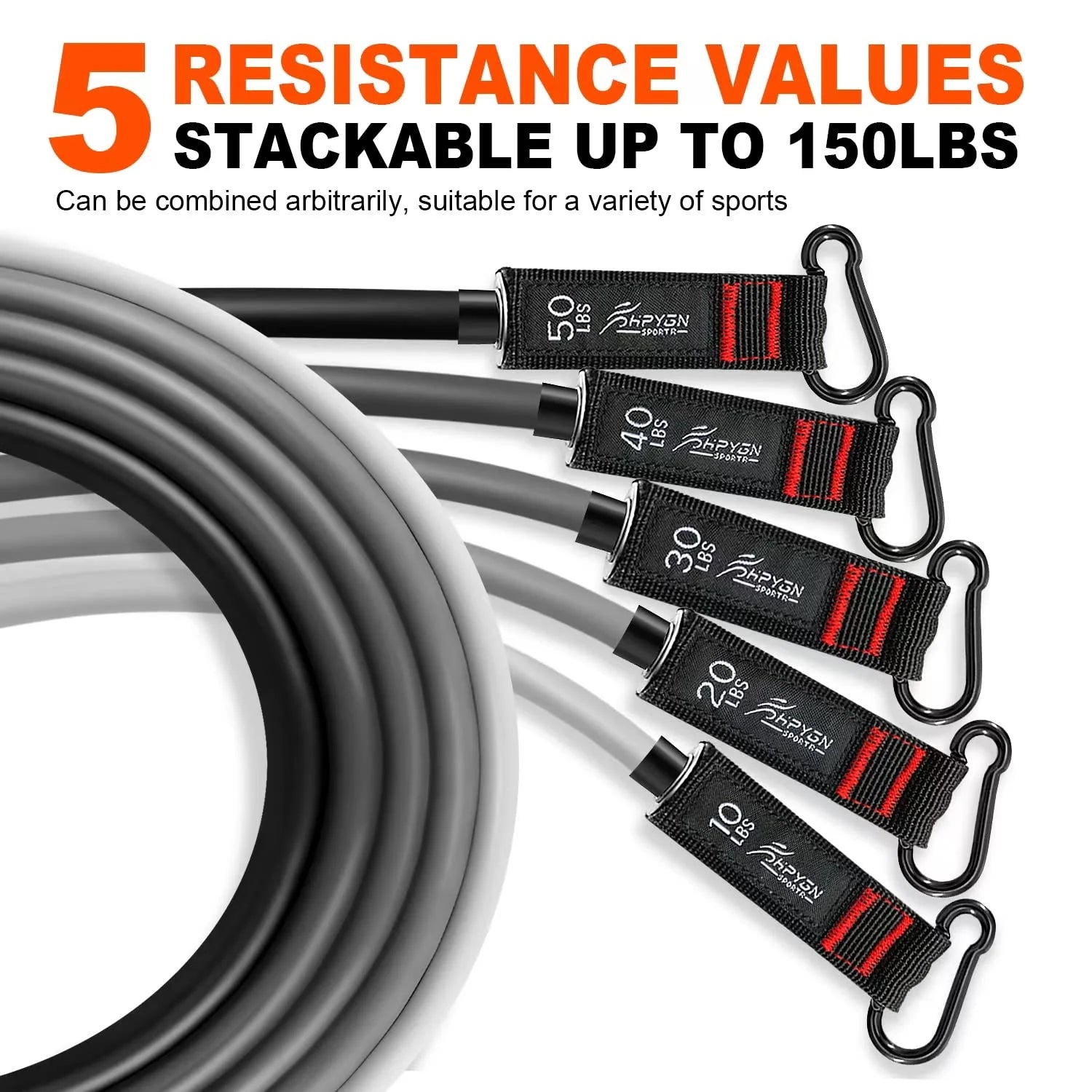 250Lb Resistance Bands, Exercise Bands with Handles, Workout Bands with Door Anchor and Ankle Straps, for Heavy Resistance Training, Physical Therapy, Shape Body, Yoga, Home Workout Set